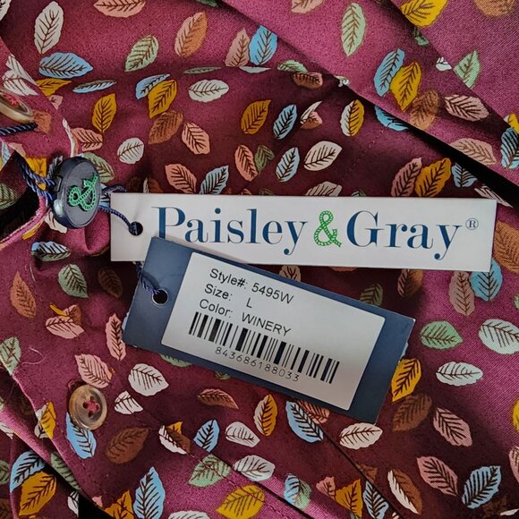 NEW Paisley & Gray Mens Large 17 Shirt Slim Fit Winery Leaf Pattern Button - Picture 9 of 11
